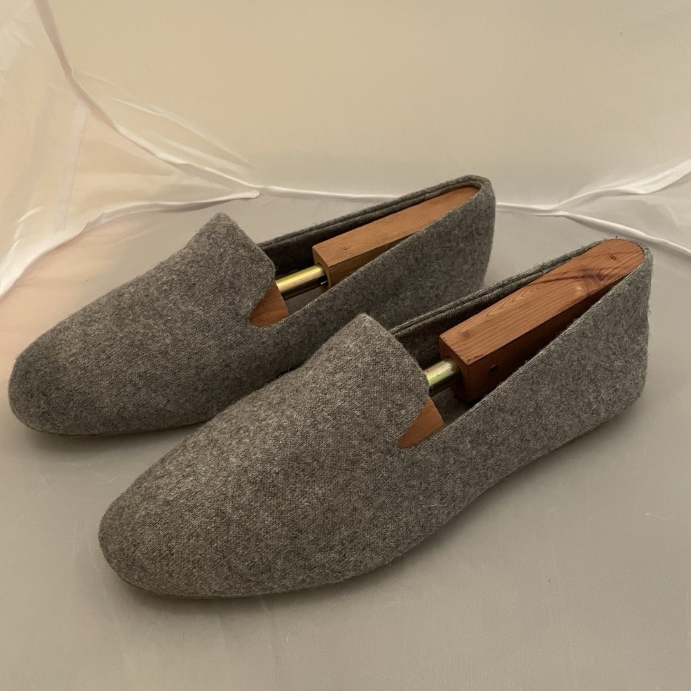 Birdies Women's Gray Wool Faux Fur Lined Slipper/Loafers/Flats size 9.5